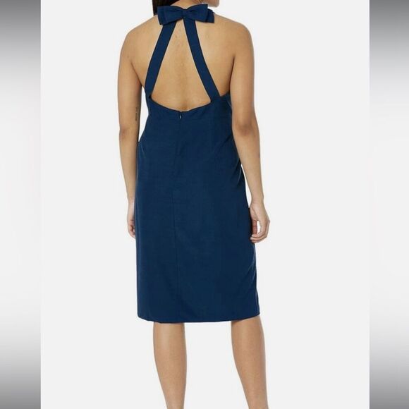 Dress The Population Emme Dress Peacock Blue Bow Open Back Sheath large NWT - Picture 1 of 8